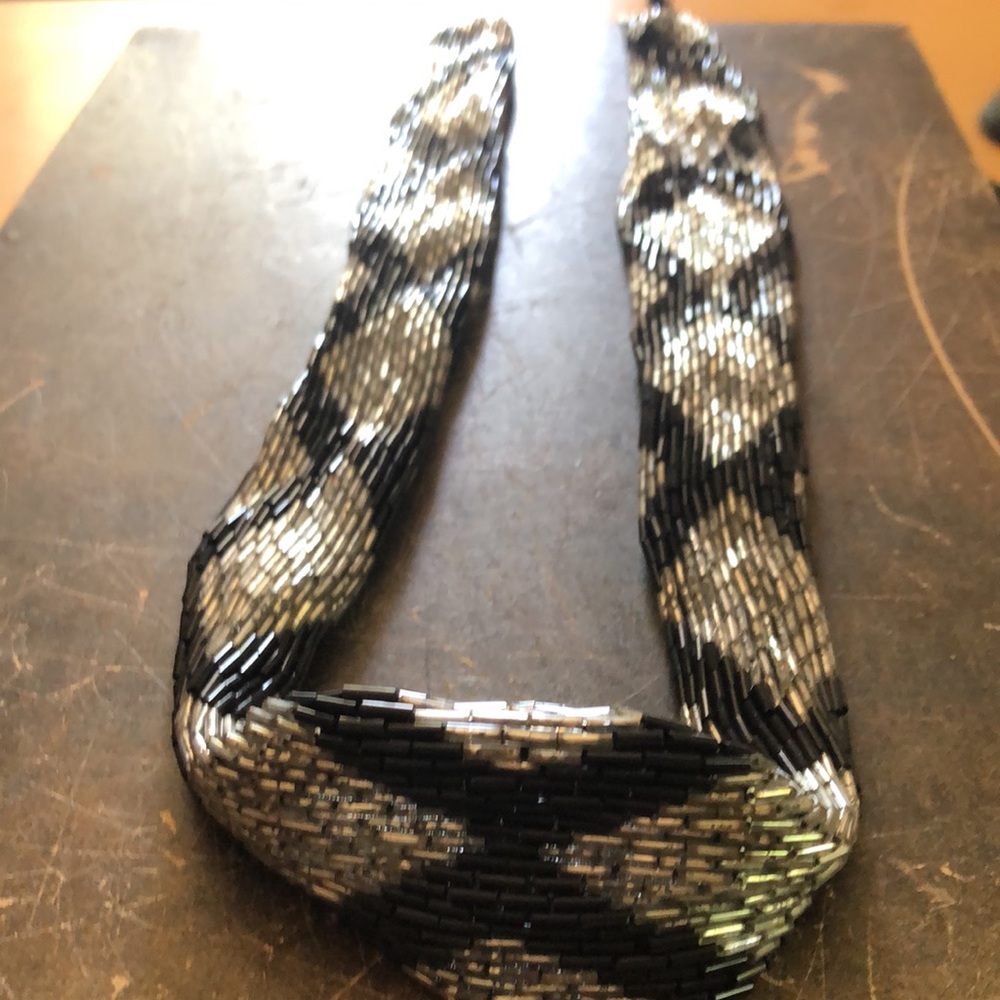 Vintage Black & Silver Sequin Necklace & Choker